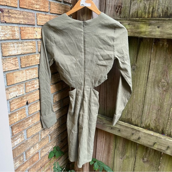 Zara Olive Long Sleeve Cut-Out Dress - Picture 3 of 4